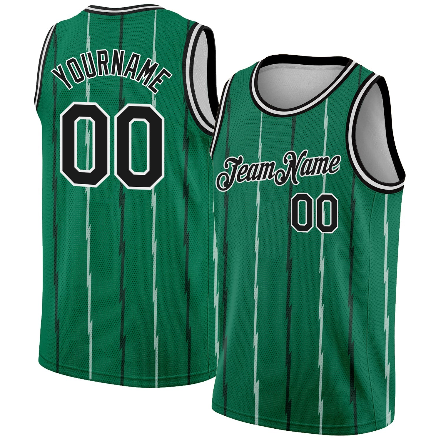 Custom Kelly Green Black-White Lines Authentic City Edition Basketball Jersey - Sky-Custom