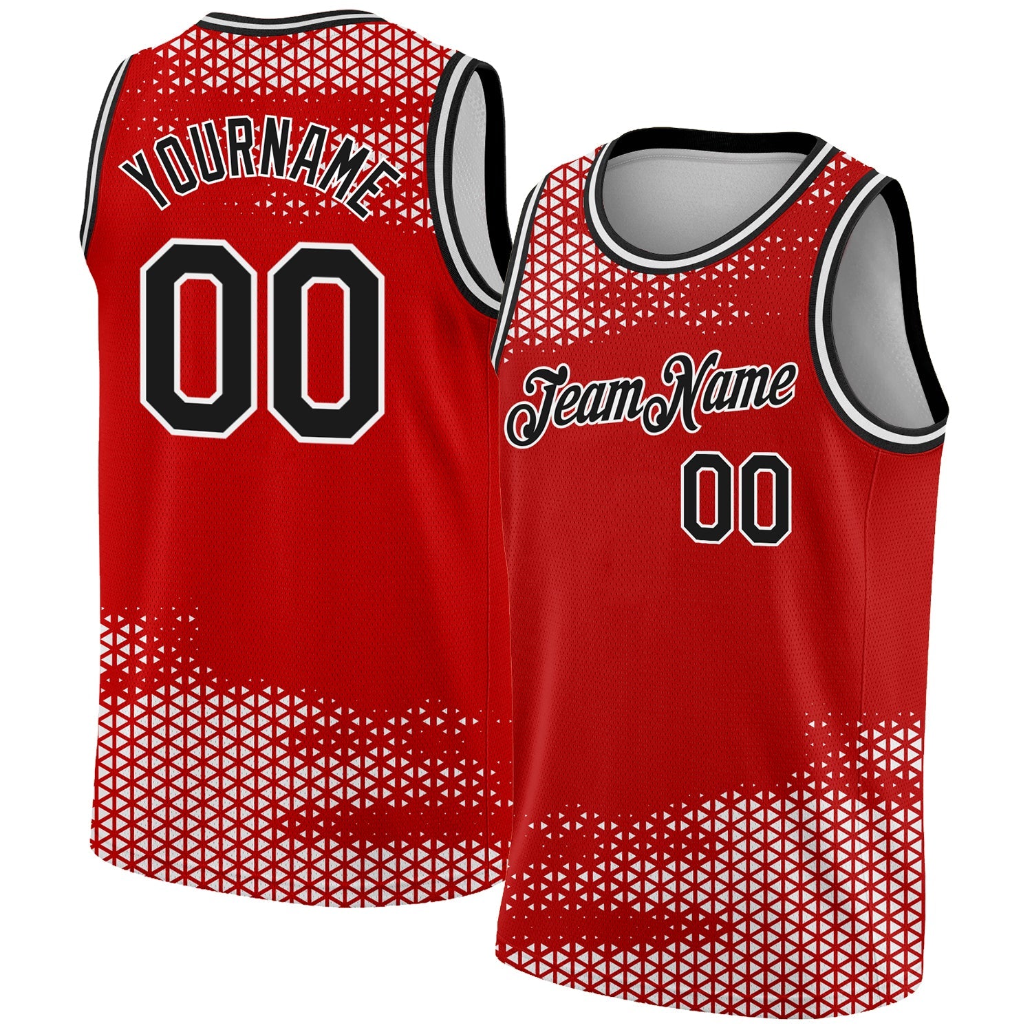 Custom Red Black-White Triangle Shapes Authentic City Edition Basketball Jersey - Sky-Custom