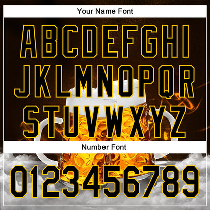 Custom Black Yellow 3D Pattern Design Beer Festival Authentic Baseball Jersey - Sky-Custom