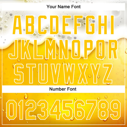 Custom Yellow White 3D Pattern Design Beer Authentic Baseball Jersey - Sky-Custom