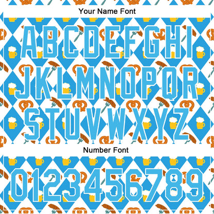 Custom White Sky Blue 3D Pattern Design Beer Festival Authentic Baseball Jersey - Sky-Custom