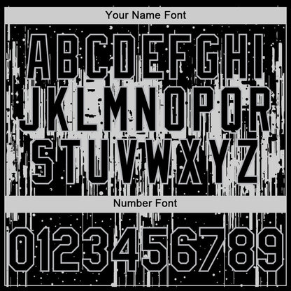 Custom Black Gray 3D Pattern Design Dripping Splatter Art Authentic Baseball Jersey - Sky-Custom