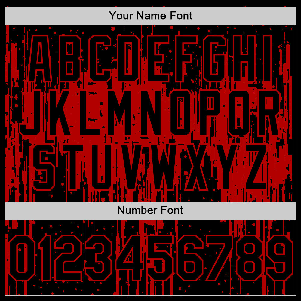 Custom Black Red 3D Pattern Design Dripping Splatter Art Authentic Baseball Jersey - Sky-Custom