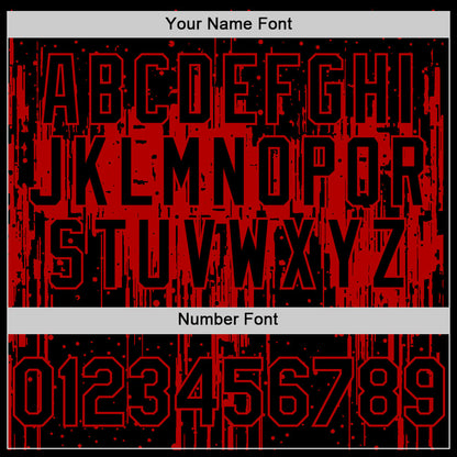 Custom Black Red 3D Pattern Design Dripping Splatter Art Authentic Baseball Jersey - Sky-Custom