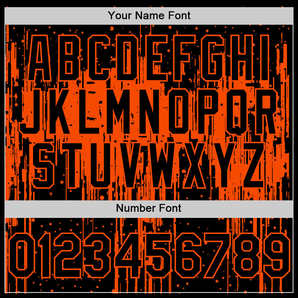 Custom Black Orange 3D Pattern Design Dripping Splatter Art Authentic Baseball Jersey - Sky-Custom