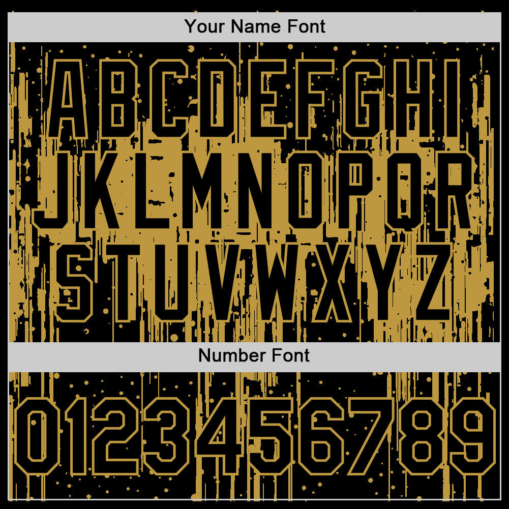 Custom Black Old Gold 3D Pattern Design Dripping Splatter Art Authentic Baseball Jersey - Sky-Custom