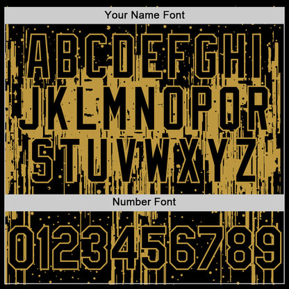 Custom Black Old Gold 3D Pattern Design Dripping Splatter Art Authentic Baseball Jersey - Sky-Custom