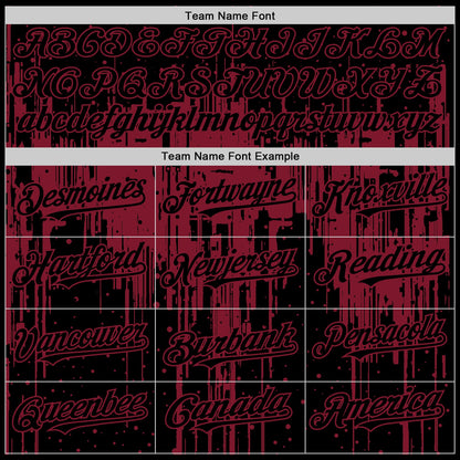 Custom Black Crimson 3D Pattern Design Dripping Splatter Art Authentic Baseball Jersey - Sky-Custom