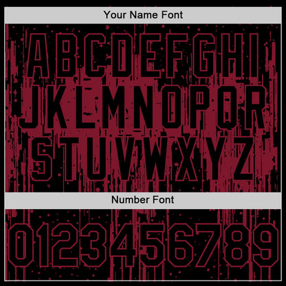 Custom Black Crimson 3D Pattern Design Dripping Splatter Art Authentic Baseball Jersey - Sky-Custom