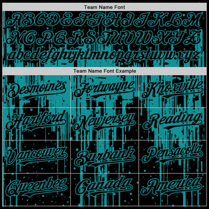 Custom Black Teal 3D Pattern Design Dripping Splatter Art Authentic Baseball Jersey - Sky-Custom
