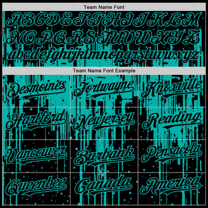 Custom Black Aqua 3D Pattern Design Dripping Splatter Art Authentic Baseball Jersey - Sky-Custom