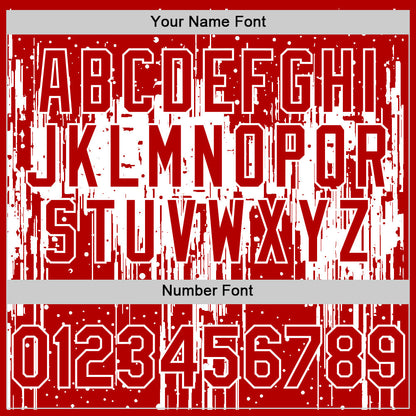 Custom Red White 3D Pattern Design Dripping Splatter Art Authentic Baseball Jersey - Sky-Custom