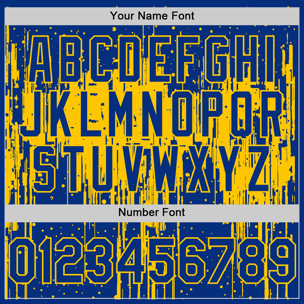 Custom Royal Yellow 3D Pattern Design Dripping Splatter Art Authentic Baseball Jersey - Sky-Custom