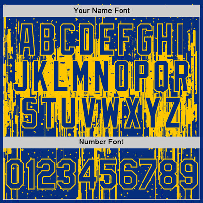 Custom Royal Yellow 3D Pattern Design Dripping Splatter Art Authentic Baseball Jersey - Sky-Custom