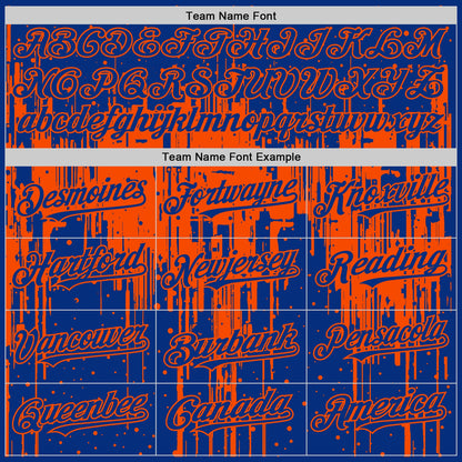 Custom Royal Orange 3D Pattern Design Dripping Splatter Art Authentic Baseball Jersey - Sky-Custom