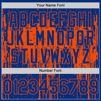 Custom Royal Orange 3D Pattern Design Dripping Splatter Art Authentic Baseball Jersey - Sky-Custom