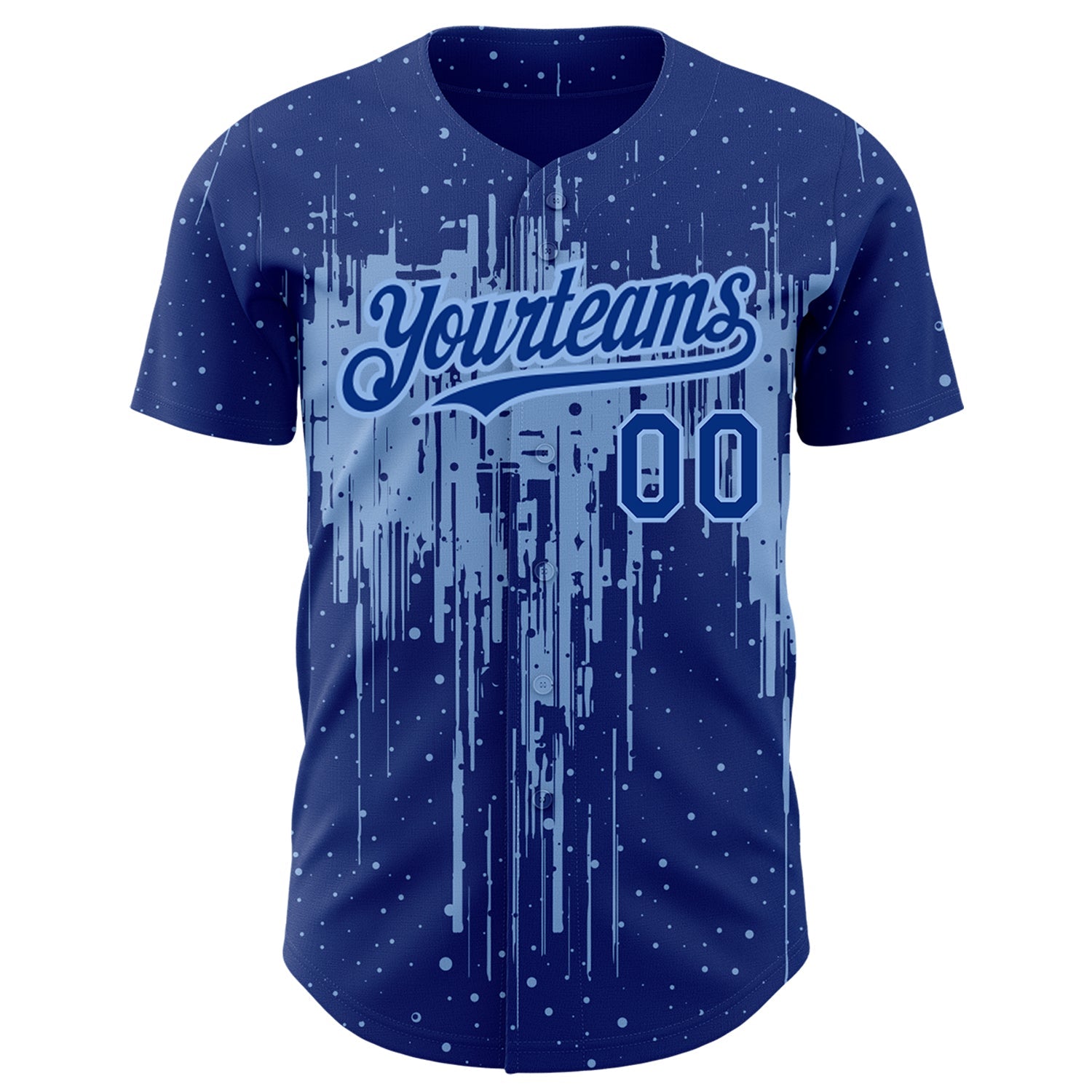 Custom Royal Light Blue 3D Pattern Design Dripping Splatter Art Authentic Baseball Jersey - Sky-Custom