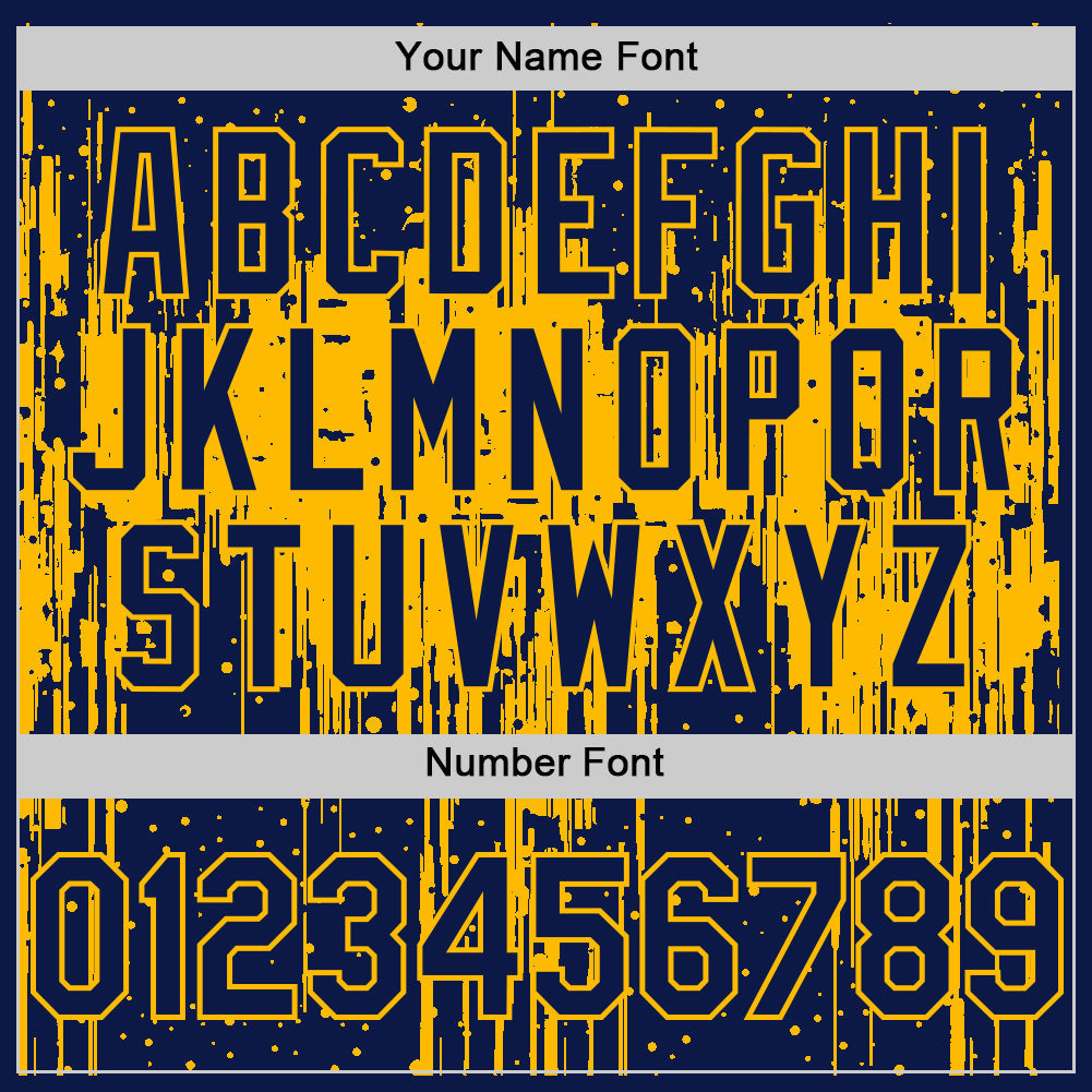 Custom Navy Gold 3D Pattern Design Dripping Splatter Art Authentic Baseball Jersey - Sky-Custom