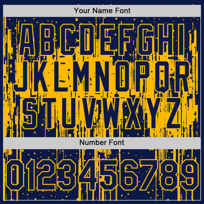 Custom Navy Gold 3D Pattern Design Dripping Splatter Art Authentic Baseball Jersey - Sky-Custom