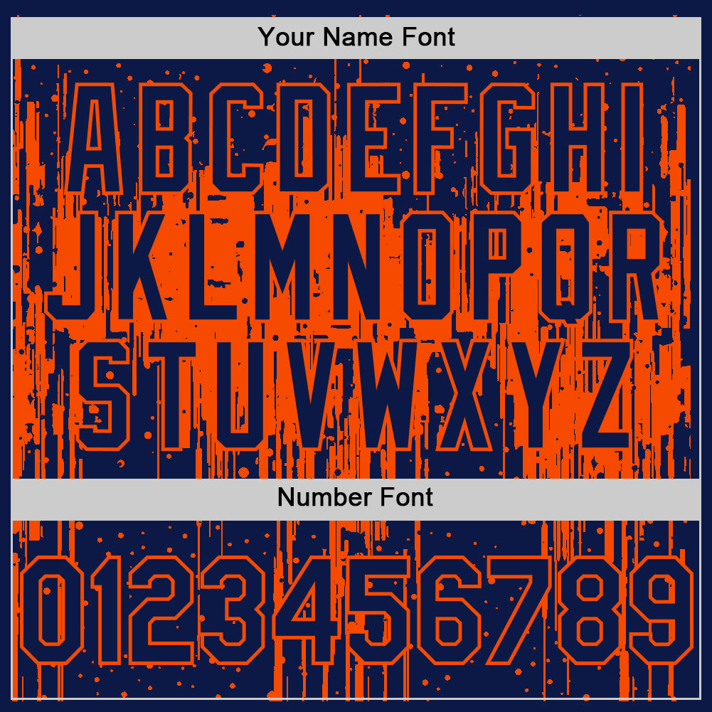 Custom Navy Orange 3D Pattern Design Dripping Splatter Art Authentic Baseball Jersey - Sky-Custom
