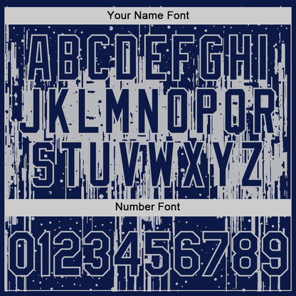 Custom Navy Gray 3D Pattern Design Dripping Splatter Art Authentic Baseball Jersey - Sky-Custom