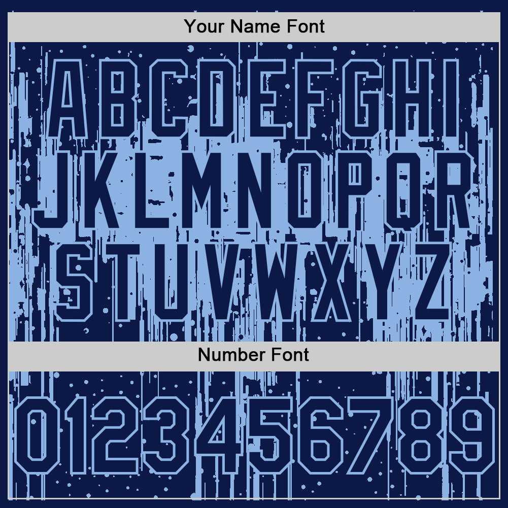 Custom Navy Light Blue 3D Pattern Design Dripping Splatter Art Authentic Baseball Jersey - Sky-Custom