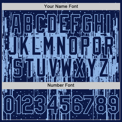 Custom Navy Light Blue 3D Pattern Design Dripping Splatter Art Authentic Baseball Jersey - Sky-Custom