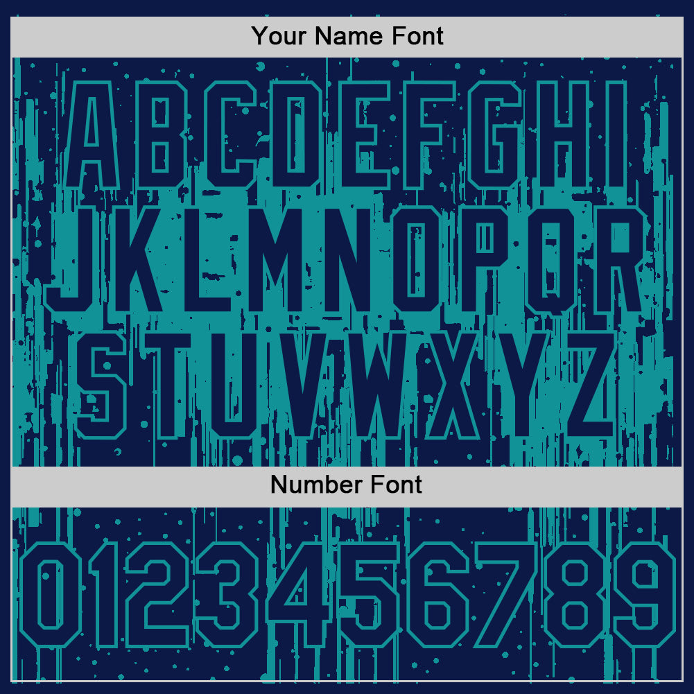 Custom Navy Teal 3D Pattern Design Dripping Splatter Art Authentic Baseball Jersey - Sky-Custom