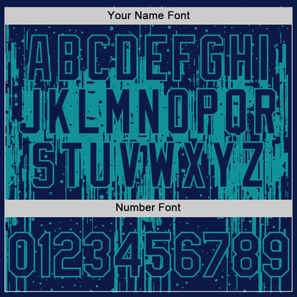 Custom Navy Teal 3D Pattern Design Dripping Splatter Art Authentic Baseball Jersey - Sky-Custom