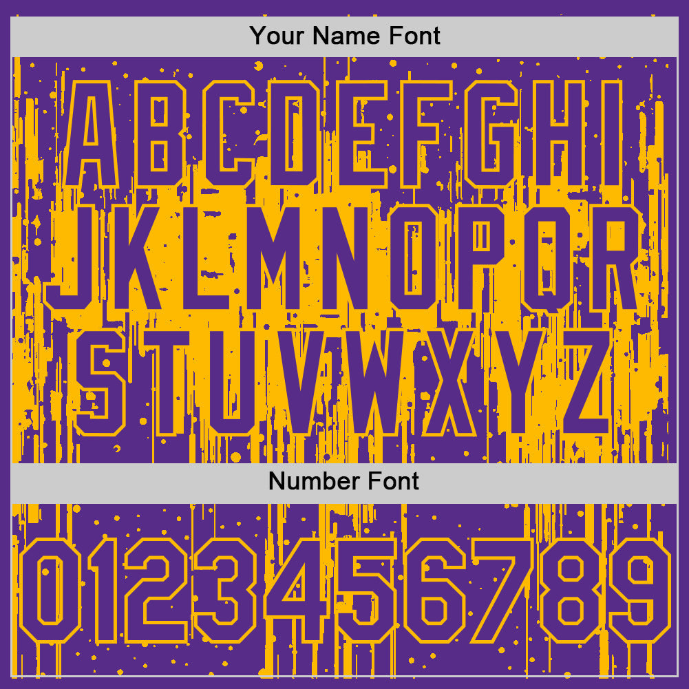 Custom Purple Gold 3D Pattern Design Dripping Splatter Art Authentic Baseball Jersey - Sky-Custom