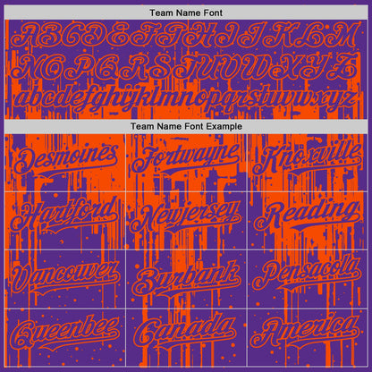 Custom Purple Orange 3D Pattern Design Dripping Splatter Art Authentic Baseball Jersey - Sky-Custom
