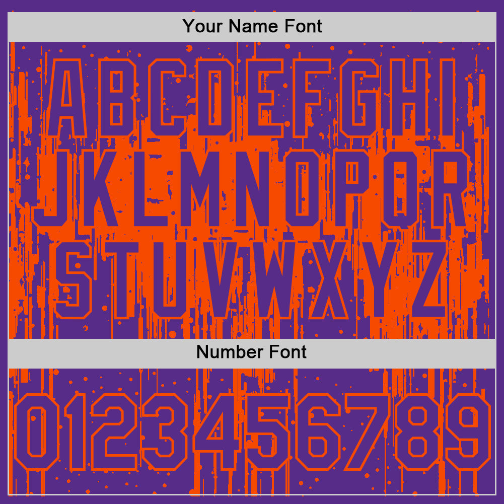 Custom Purple Orange 3D Pattern Design Dripping Splatter Art Authentic Baseball Jersey - Sky-Custom