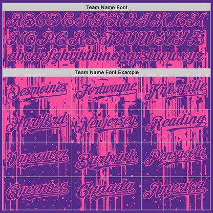 Custom Purple Pink 3D Pattern Design Dripping Splatter Art Authentic Baseball Jersey - Sky-Custom