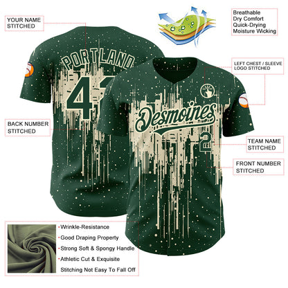 Custom Green Cream 3D Pattern Design Dripping Splatter Art Authentic Baseball Jersey - Sky-Custom
