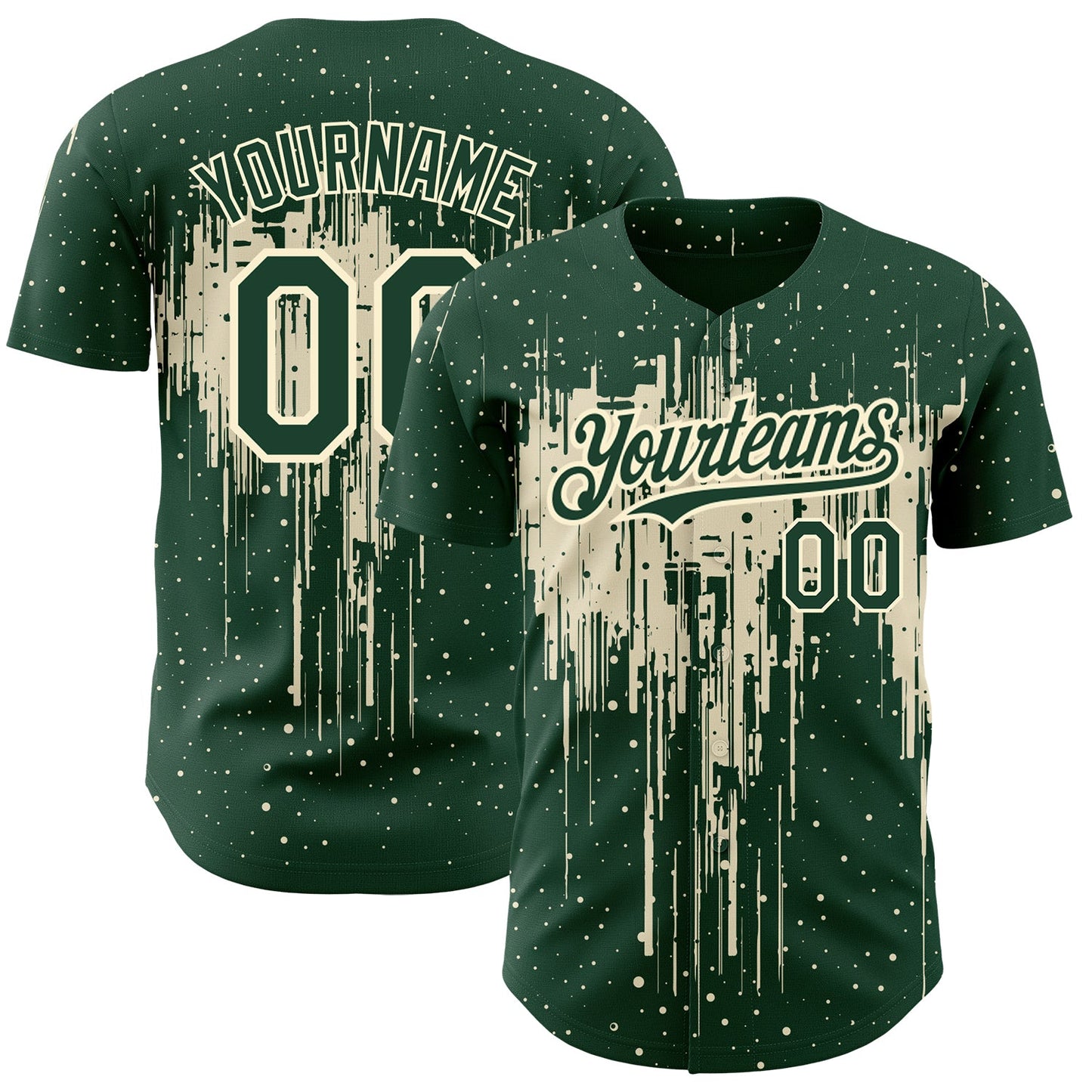 Custom Green Cream 3D Pattern Design Dripping Splatter Art Authentic Baseball Jersey - Sky-Custom