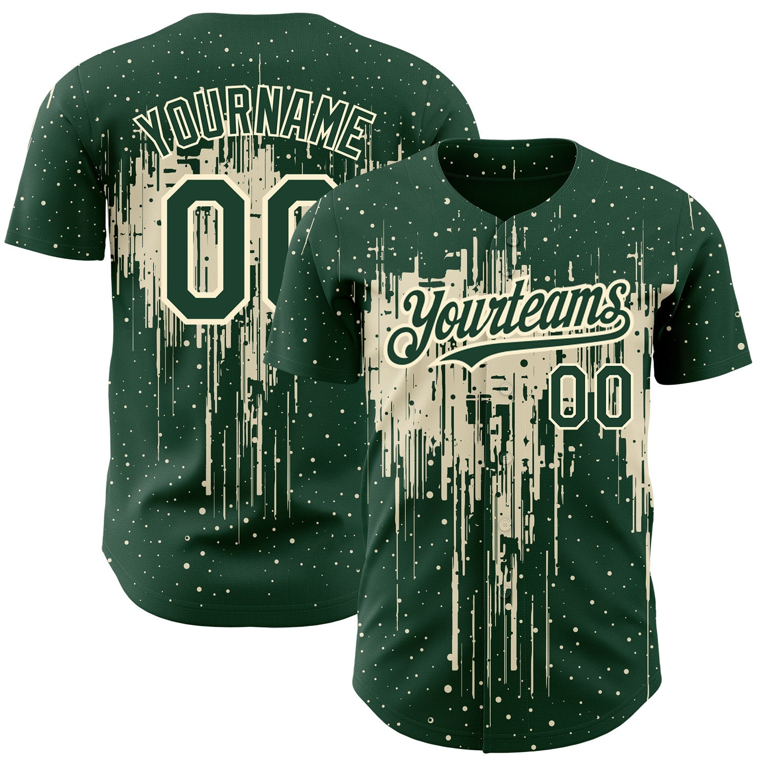 Custom Green Cream 3D Pattern Design Dripping Splatter Art Authentic Baseball Jersey - Sky-Custom