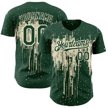 Custom Green Cream 3D Pattern Design Dripping Splatter Art Authentic Baseball Jersey - Sky-Custom