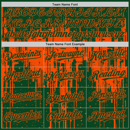 Custom Green Orange 3D Pattern Design Dripping Splatter Art Authentic Baseball Jersey - Sky-Custom