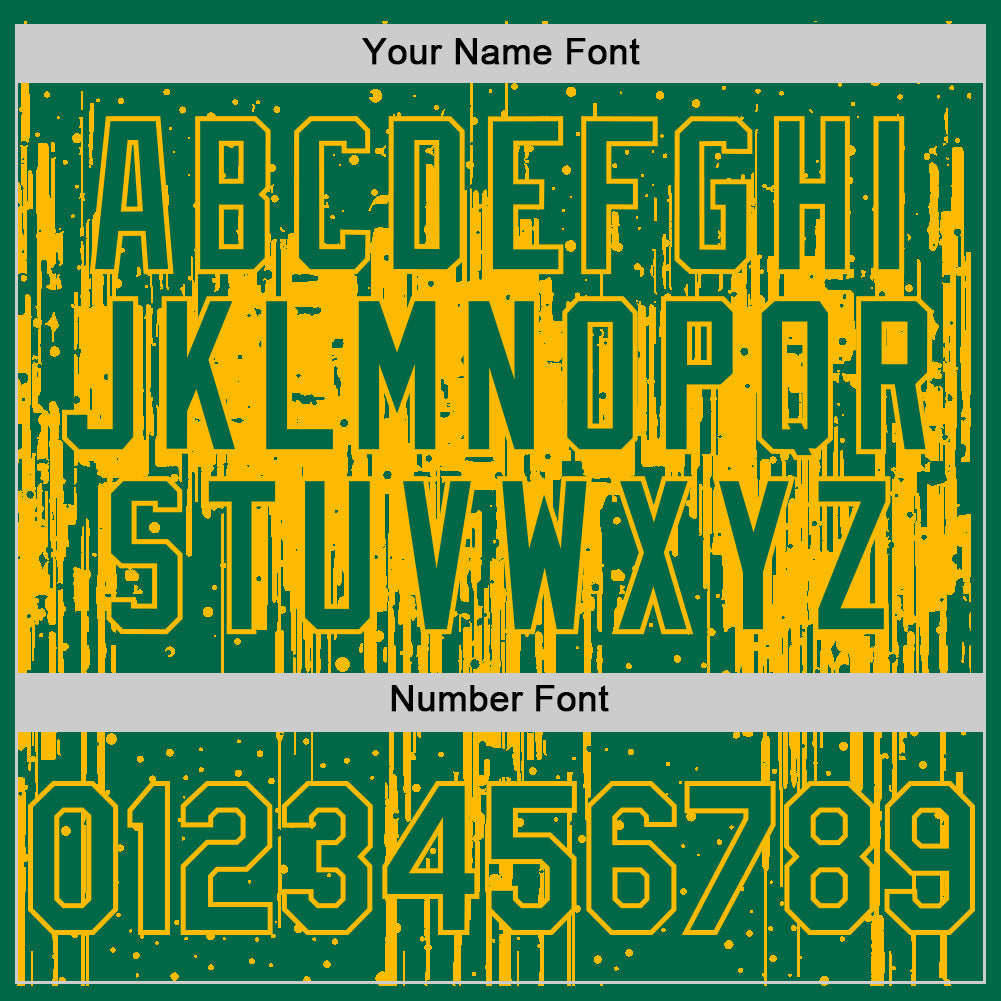 Custom Kelly Green Gold 3D Pattern Design Dripping Splatter Art Authentic Baseball Jersey - Sky-Custom