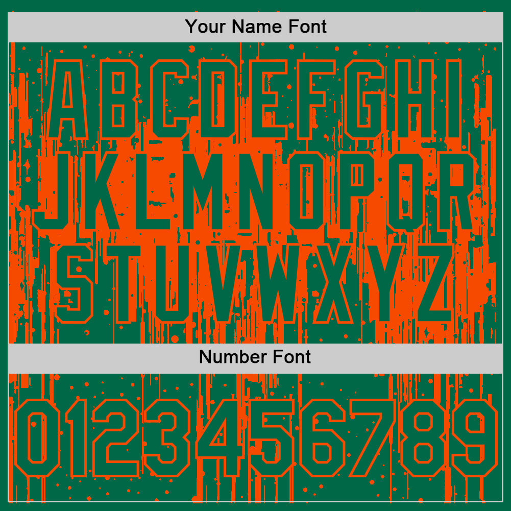 Custom Kelly Green Orange 3D Pattern Design Dripping Splatter Art Authentic Baseball Jersey - Sky-Custom