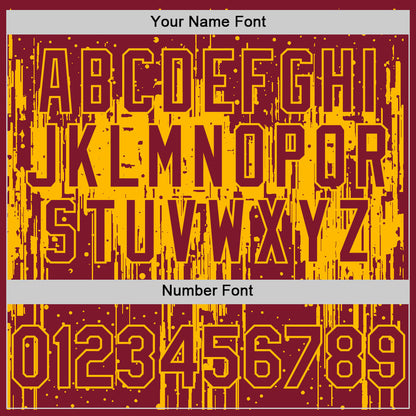 Custom Crimson Gold 3D Pattern Design Dripping Splatter Art Authentic Baseball Jersey - Sky-Custom