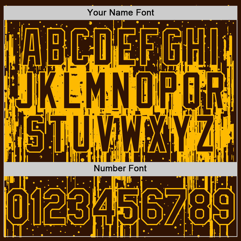 Custom Brown Gold 3D Pattern Design Dripping Splatter Art Authentic Baseball Jersey - Sky-Custom
