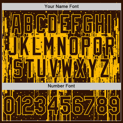 Custom Brown Gold 3D Pattern Design Dripping Splatter Art Authentic Baseball Jersey - Sky-Custom