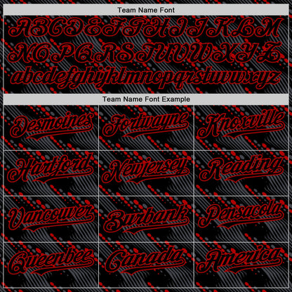 Custom Black Red 3D Pattern Design Slant Lines Authentic Baseball Jersey - Sky-Custom