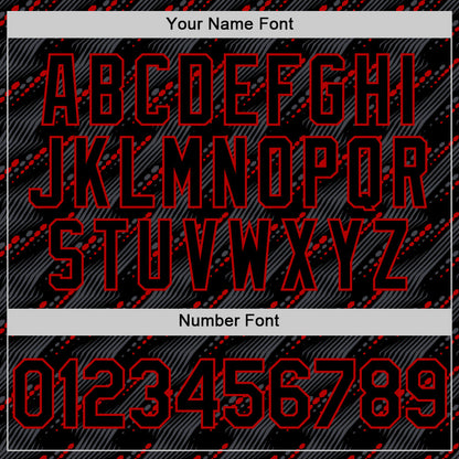 Custom Black Red 3D Pattern Design Slant Lines Authentic Baseball Jersey - Sky-Custom