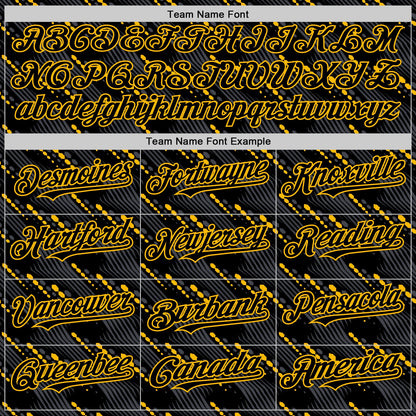 Custom Black Gold 3D Pattern Design Slant Lines Authentic Baseball Jersey - Sky-Custom