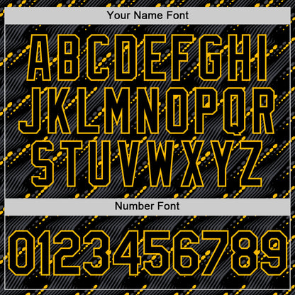 Custom Black Gold 3D Pattern Design Slant Lines Authentic Baseball Jersey - Sky-Custom