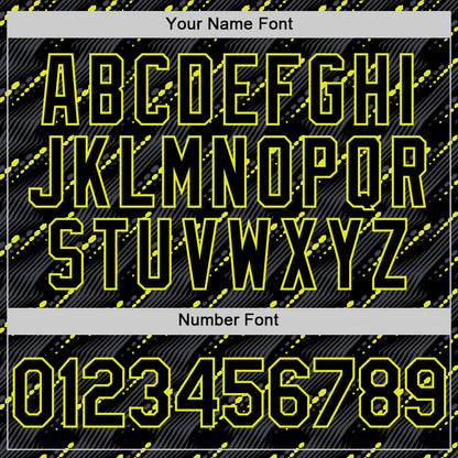 Custom Black Neon Yellow 3D Pattern Design Slant Lines Authentic Baseball Jersey - Sky-Custom