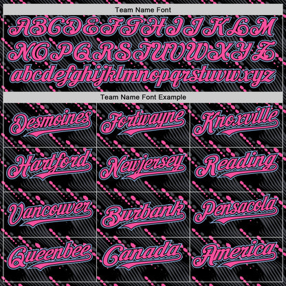Custom Black Light Blue-Pink 3D Pattern Design Slant Lines Authentic Baseball Jersey - Sky-Custom
