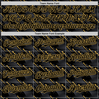 Custom Black Old Gold 3D Pattern Design Slant Lines Authentic Baseball Jersey - Sky-Custom